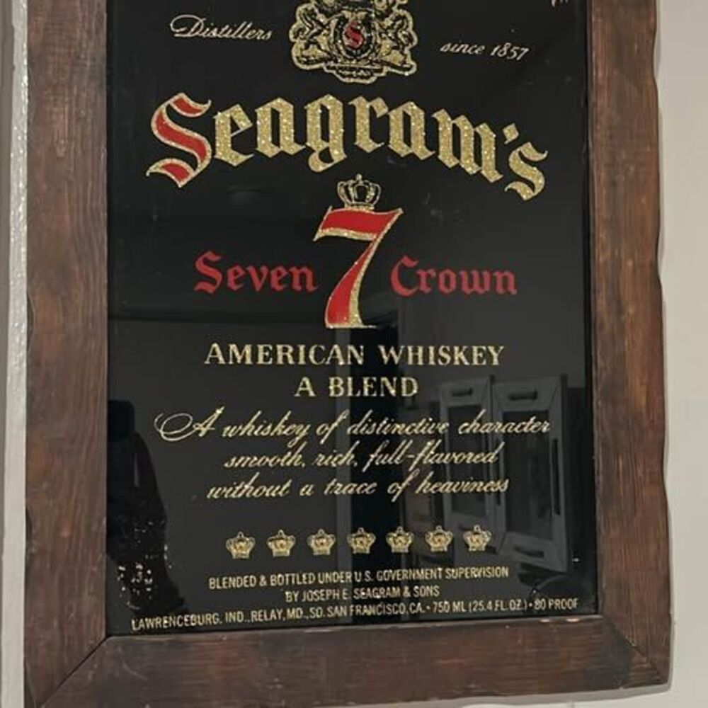 Vintage RARE Seagram’s Glass Framed Advertising Sign GORGEOUS | EUC